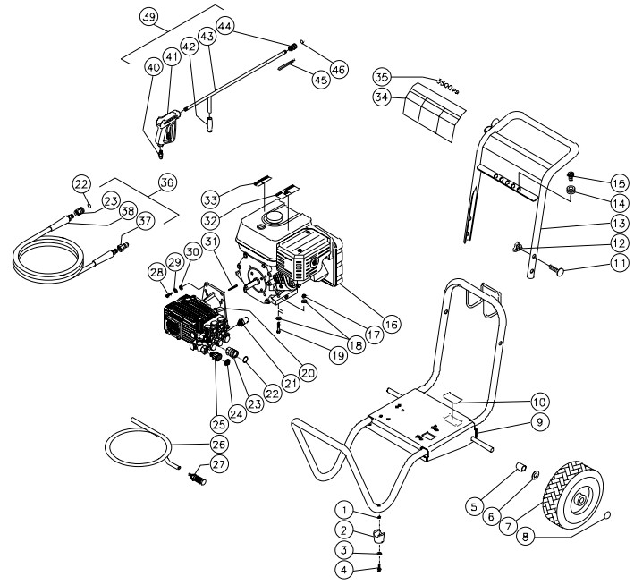 MITM GC-3500-0MVC pressure washer parts and manual